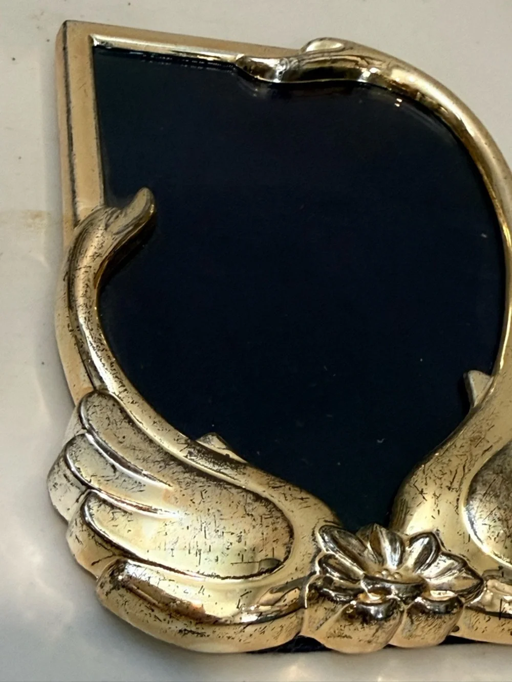 Vintage ornate Swans silver plated freestanding photo‎ picture frame  4x6